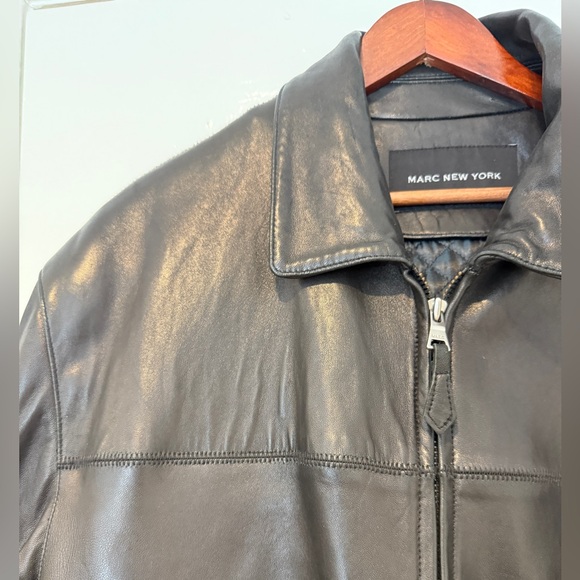 REAL LEATHER Marc New York Men's Black Leather Jacket - Picture 2 of 5